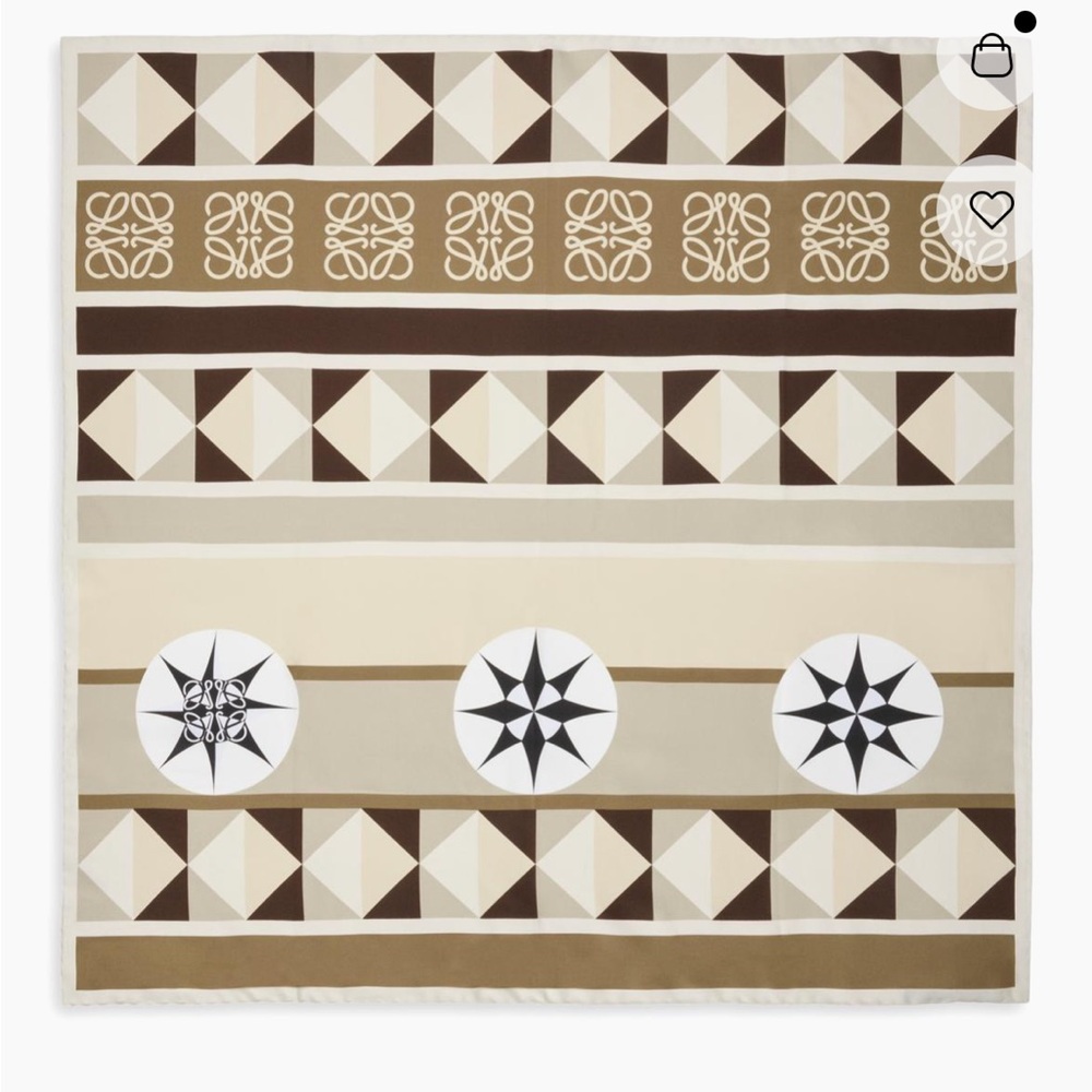 Loewe Beige and Brown Geometric Silk Scarf